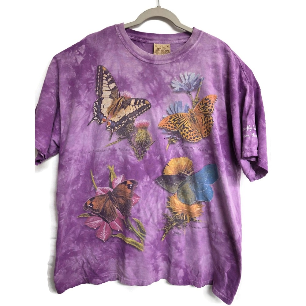 The Mountain Shirt Mens XL Purple Butterfly Palace Nature Graphic Tie Dye Tee